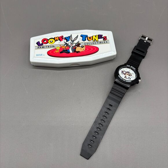 Taz Sport Armitron Quartz Watch Looney Tunes 1993 Warner Bros Soccer Boxed Works - Picture 2 of 11